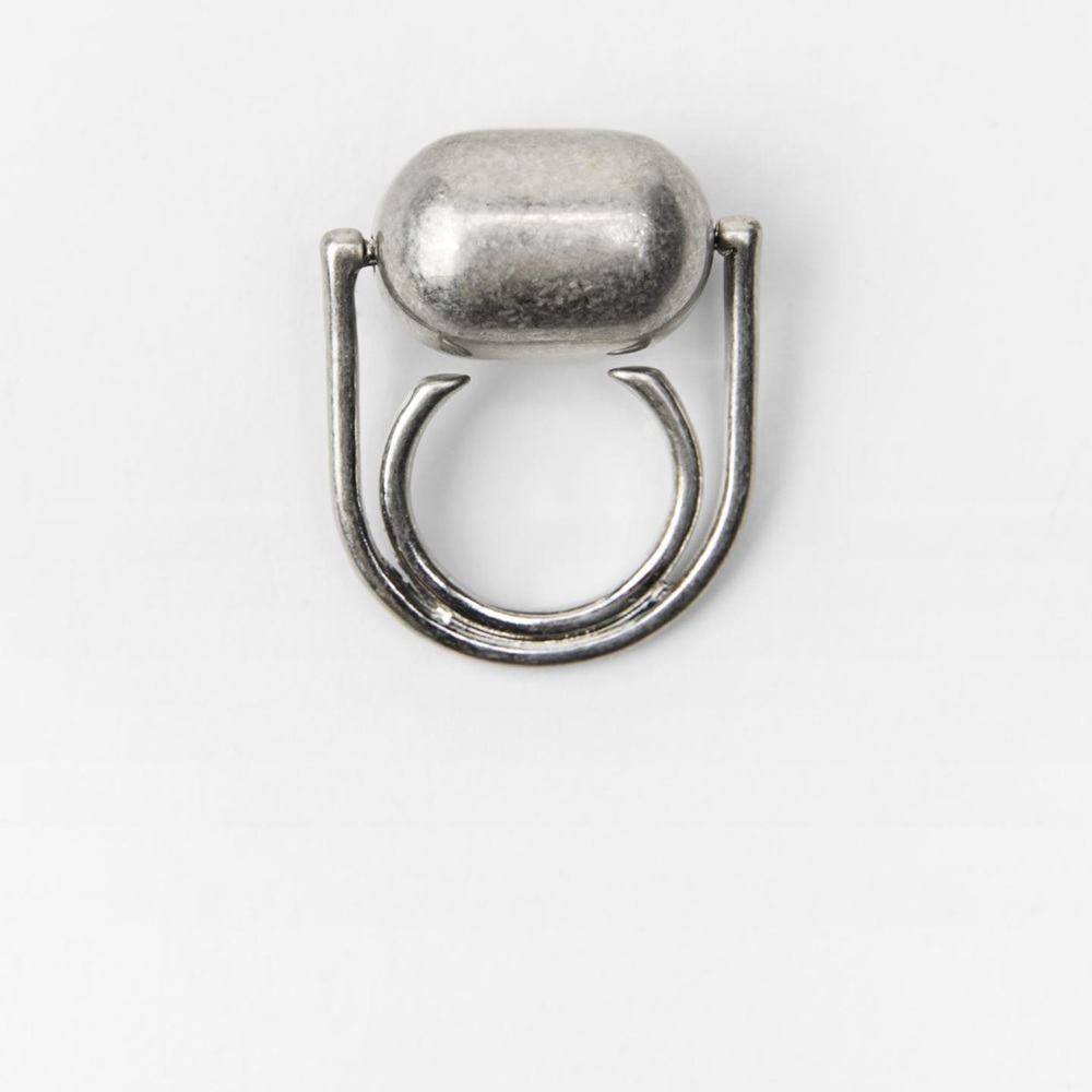 ZARA SILVER TONE ROLLER RING M - Picture 3 of 6